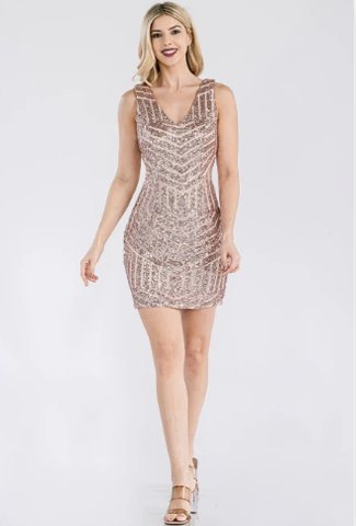 Orsay Fitted Sequin Chevron Mini Dress - Image 5