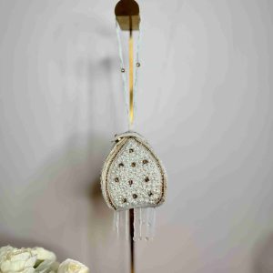Ivory Crystal & Pearl Potli Bag