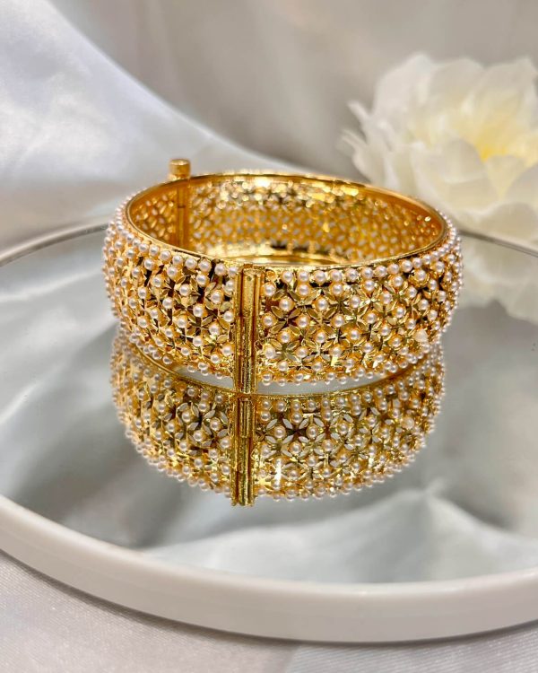 Pearl Gold Plated Bangles Screw On