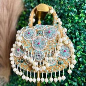 Jahan Turquoise & Pearl Beaded Handbag