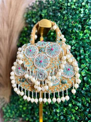 Jahan Turquoise & Pearl Beaded Handbag