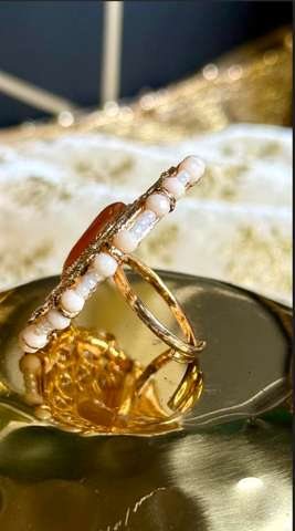 Roshni Amber & Pearl Medallion Ring - Image 3