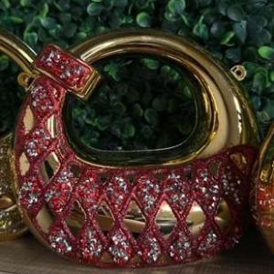 Roshni Crimson Red Crystal Ring Handle Clutch