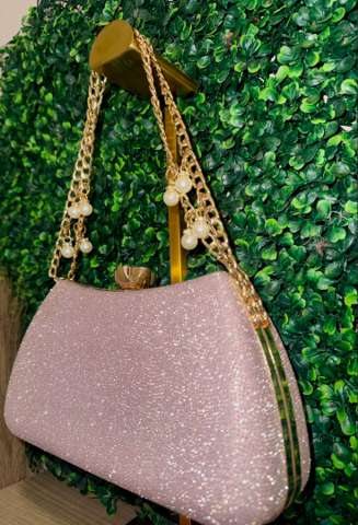 Sitara Champagne Pink Shimmer Clutch
