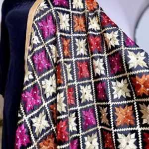 Sohni Black & Jewel-Tone Embroidered Phulkari