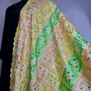 Sohni Pastel Striped Mirror-Embellished Dupatta