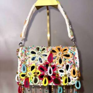 Sohni Pop-Art Floral Beadwork Evening Bag