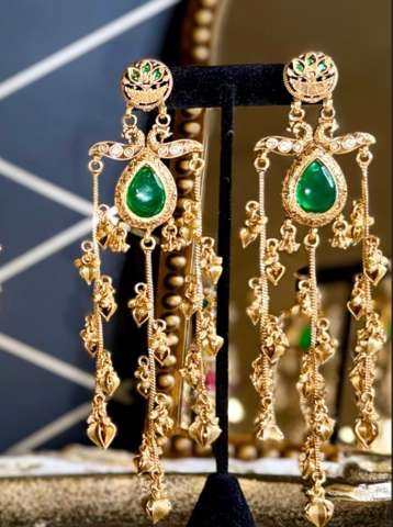 Zamrud Emerald Teardrop Chandelier Earrings