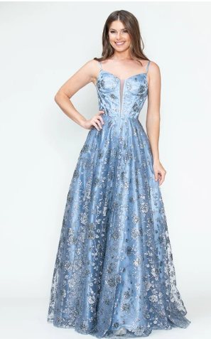 Hermitage Plunging Sweetheart A-Line Dress