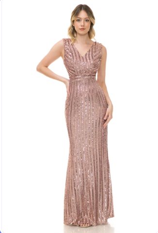 Quirinal Vertical Sequin V-Neck Gown - Image 3