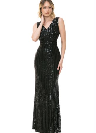Quirinal Vertical Sequin V-Neck Gown - Image 6