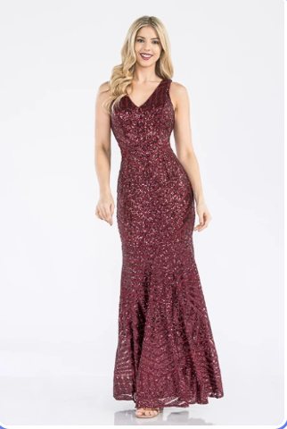 Isola Geometric Full-Body Sequin Mermaid Dress