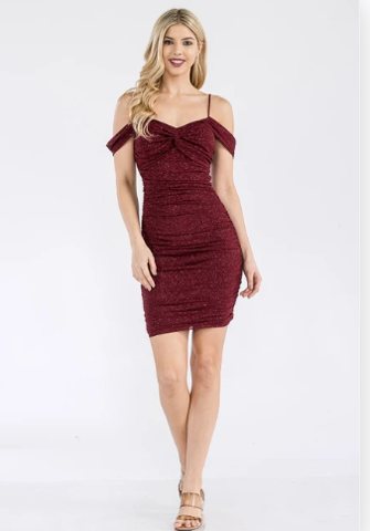 Bianca Twist-Front Cold-Shoulder Bodycon Dress