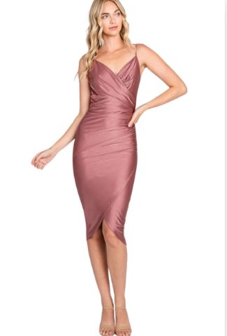 Camilla V-Neck Draped Wrap Midi - Image 2