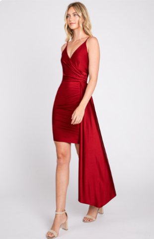 Bianca Surplice Shiny Venus Mini Dress