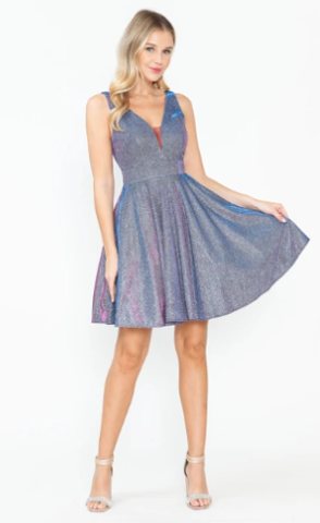 Chloe V-Neck Shimmering Cocktail Dress - Image 5