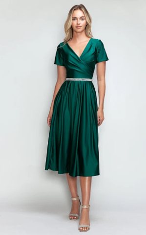 Dahlia Pleated Wrap Short-Sleeve Tea Dress - Image 10