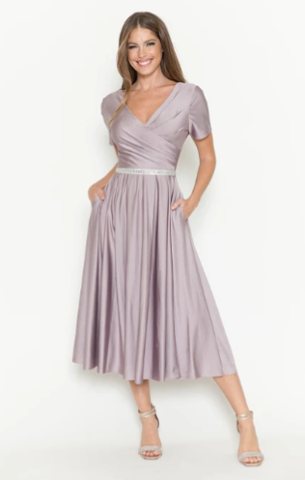 Dahlia Pleated Wrap Short-Sleeve Tea Dress - Image 2