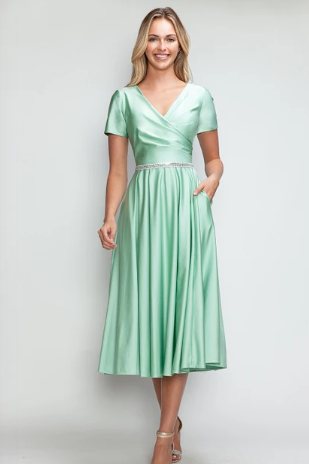 Dahlia Pleated Wrap Short-Sleeve Tea Dress - Image 5