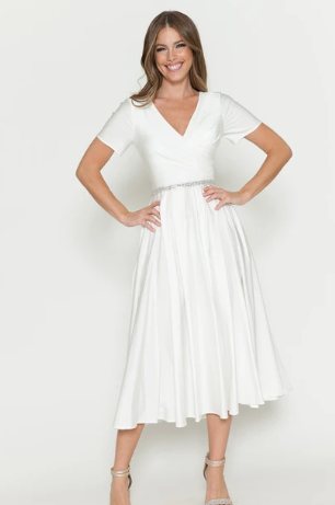 Dahlia Pleated Wrap Short-Sleeve Tea Dress - Image 8