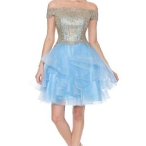 Anastasia — Off-Shoulder Tiered Tulle Mini