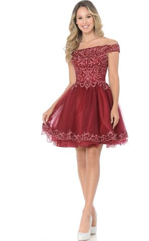 Giselle Off-Shoulder Embroidered Mesh Princess Mini