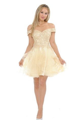 Genevieve Off-Shoulder Layered Mesh Cocktail Dress - Image 3