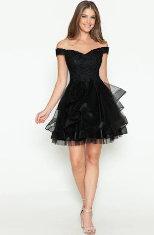 Genevieve Off-Shoulder Layered Mesh Cocktail Dress - Image 5