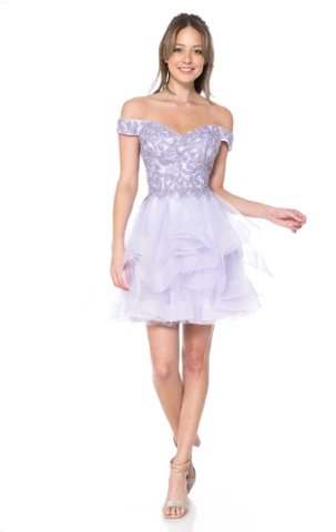 Genevieve Off-Shoulder Layered Mesh Cocktail Dress - Image 7