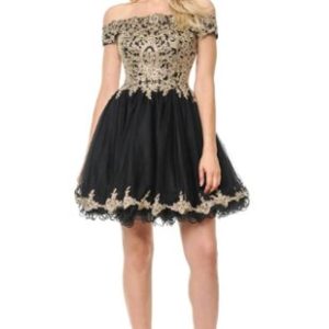 Desiree Gold Appliqué Layered Cocktail Mini