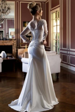 Emmeline Boned Corset Sheer Sleeve Slit Maxi - Image 4