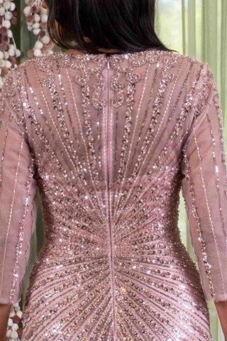 Emmeline Boned Corset Sheer Sleeve Slit Maxi - Image 6