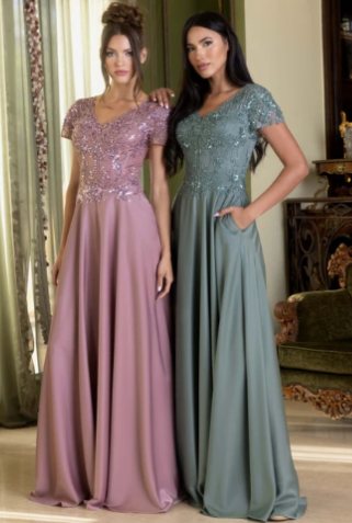 The Serenade Sequin-Bodice Silk Gown