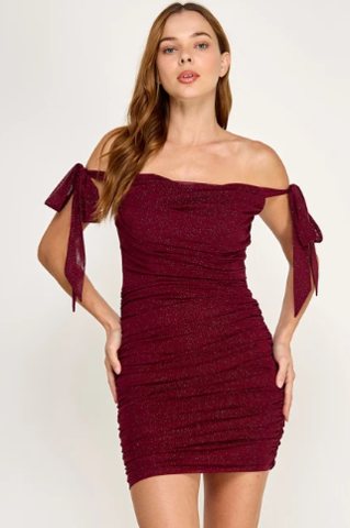 The Penelope Off-Shoulder Ruched Mini
